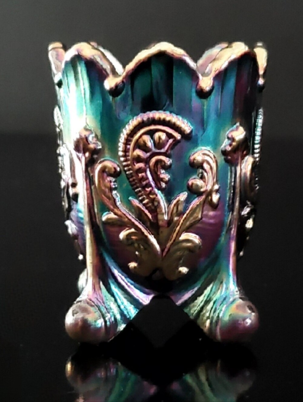 Joe St Clair Carnival Glass Inverted Fan and Feather" Toothpick Holder
